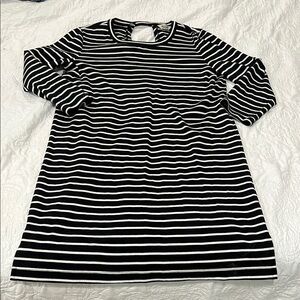 Madewell Black and Off white  Striped dress, winter dress size medium